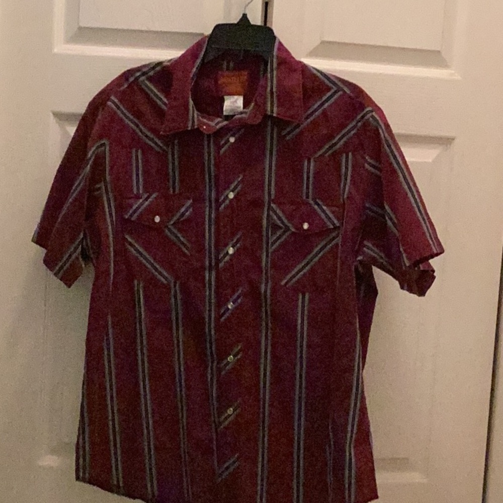 🤠Rustler Size Large Pearl Snap button Up~Short sleeve~Western~Style Shirt 🤠